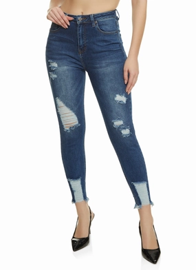 WAX Distressed Frayed Hem Skinny Jeans Modern Attire Routine Style