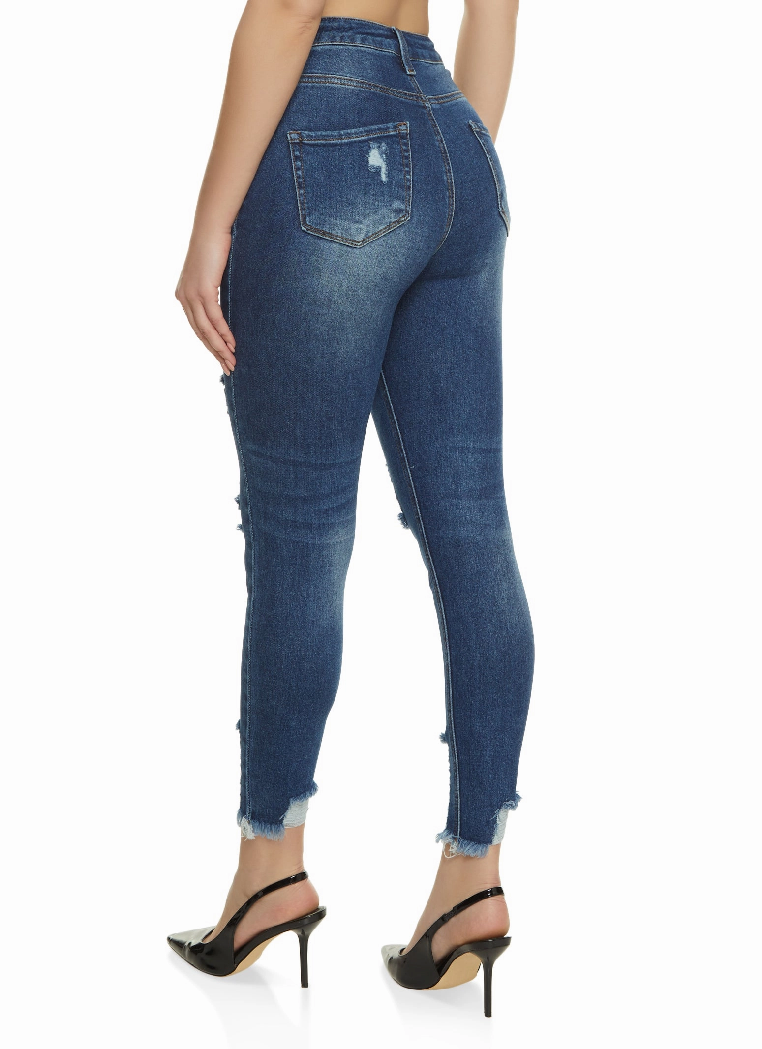 Shopping Day Outdoor Enthusiast WAX Distressed Frayed Hem Skinny Jeans