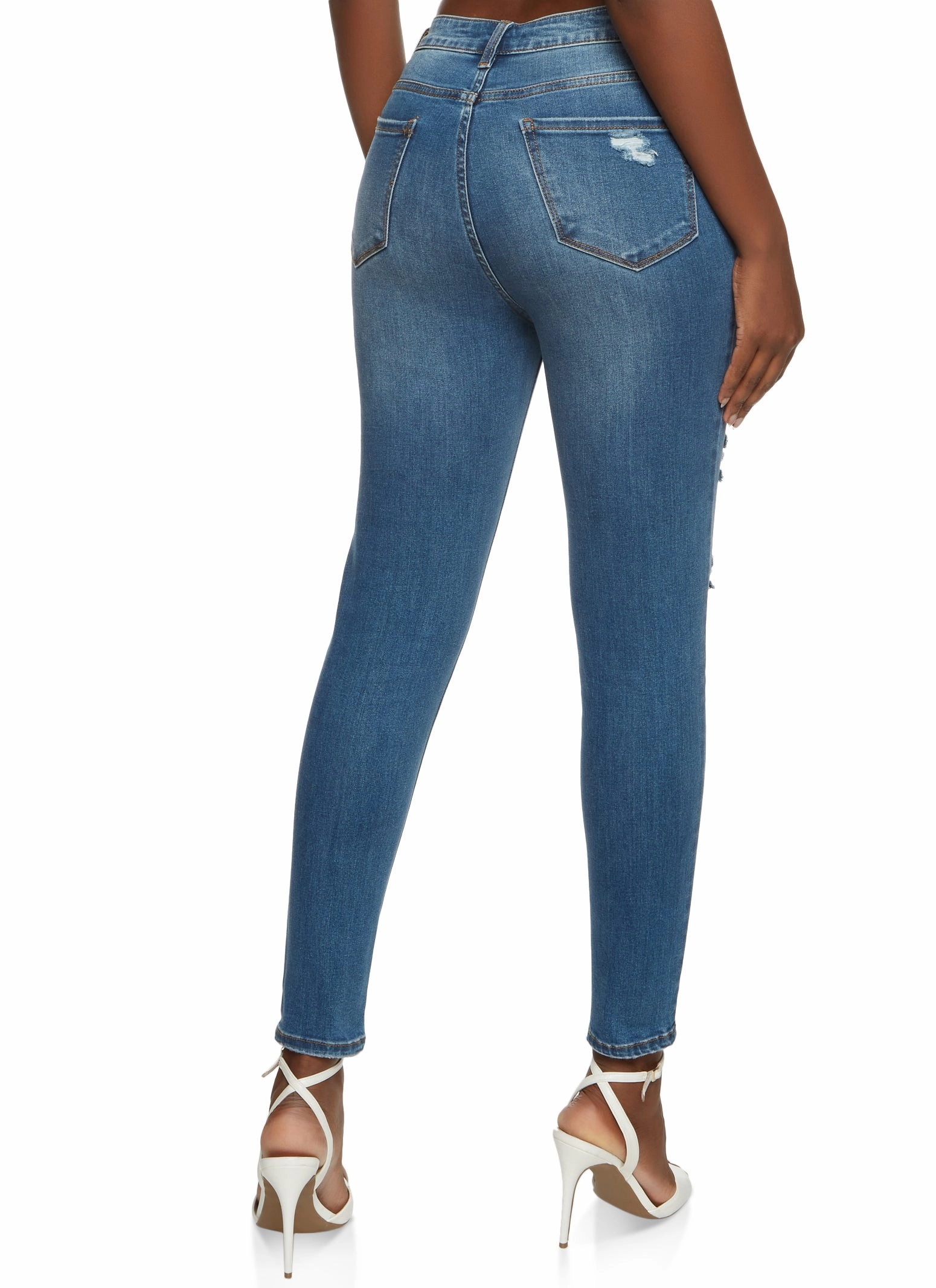 WAX High Waisted Distressed Skinny Jeans Casual Friday Classic