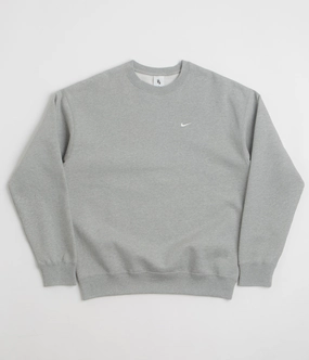 Breathable Material Nike Solo Swoosh Crewneck Sweatshirt - Dark Grey Heather / White