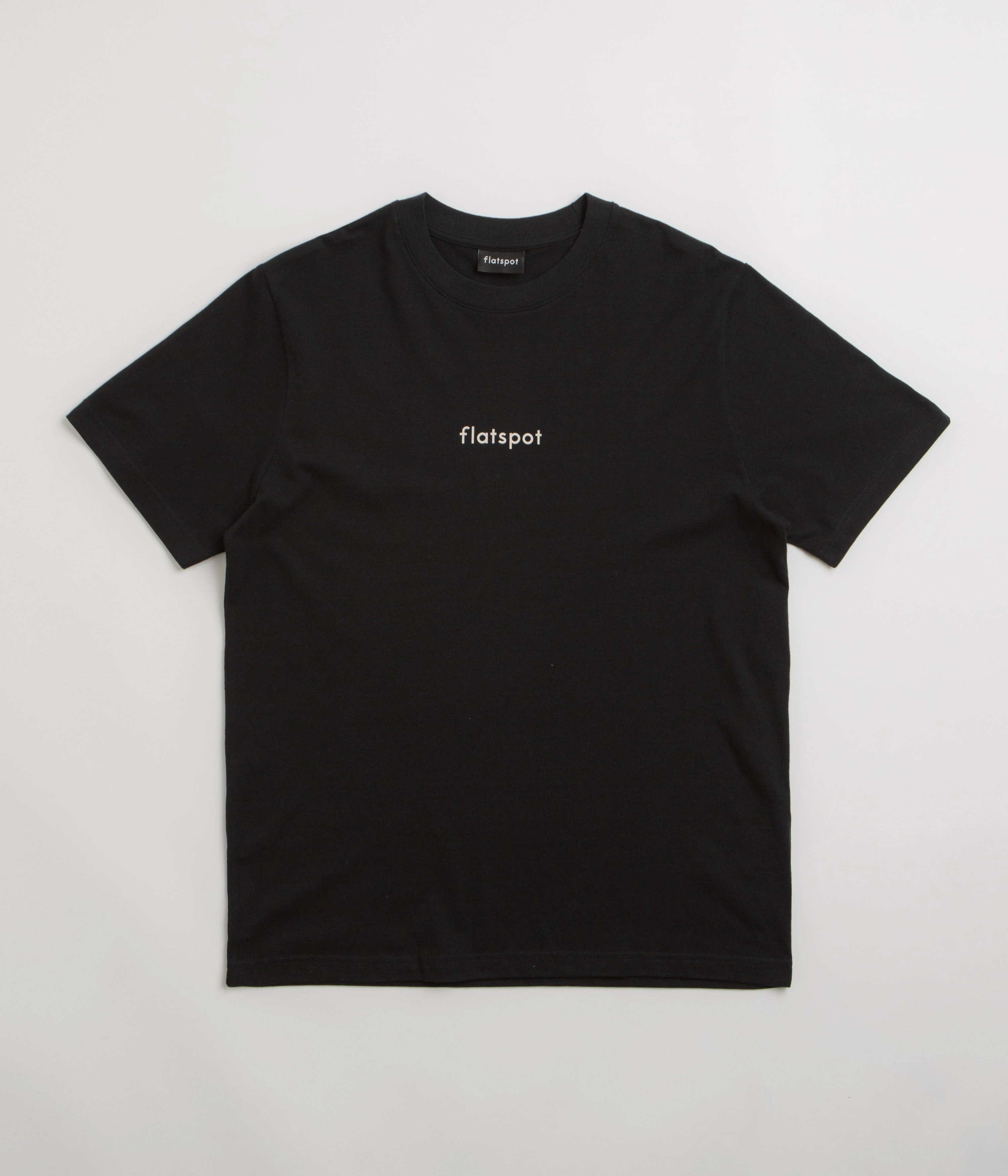 Relax Style Trend Distressed Hem Finish flatspot Lowercase Logo T-Shirt - Black