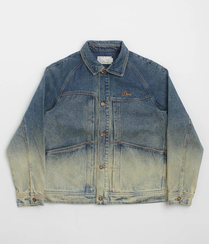 Dime Denim Jacket - Dipped Sandblasted Indigo Cross Ventilation Panels