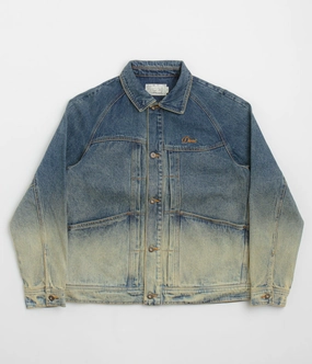 Dime Denim Jacket - Dipped Sandblasted Indigo Cross Ventilation Panels