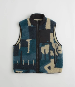 Velcro Fasten Flexible Hood Design by Parra Infinite Bird Reversible Vest - Navy Blue