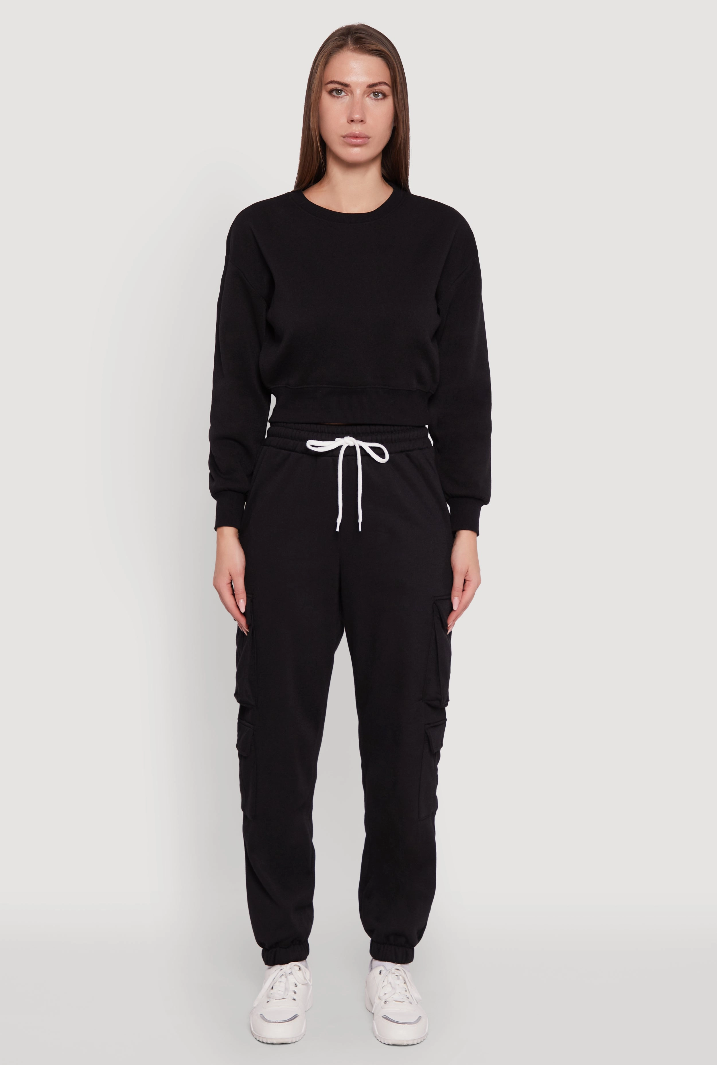 Daily Wear Meeting Fleece Long Sleeve Cropped Pullover Sweatshirt
