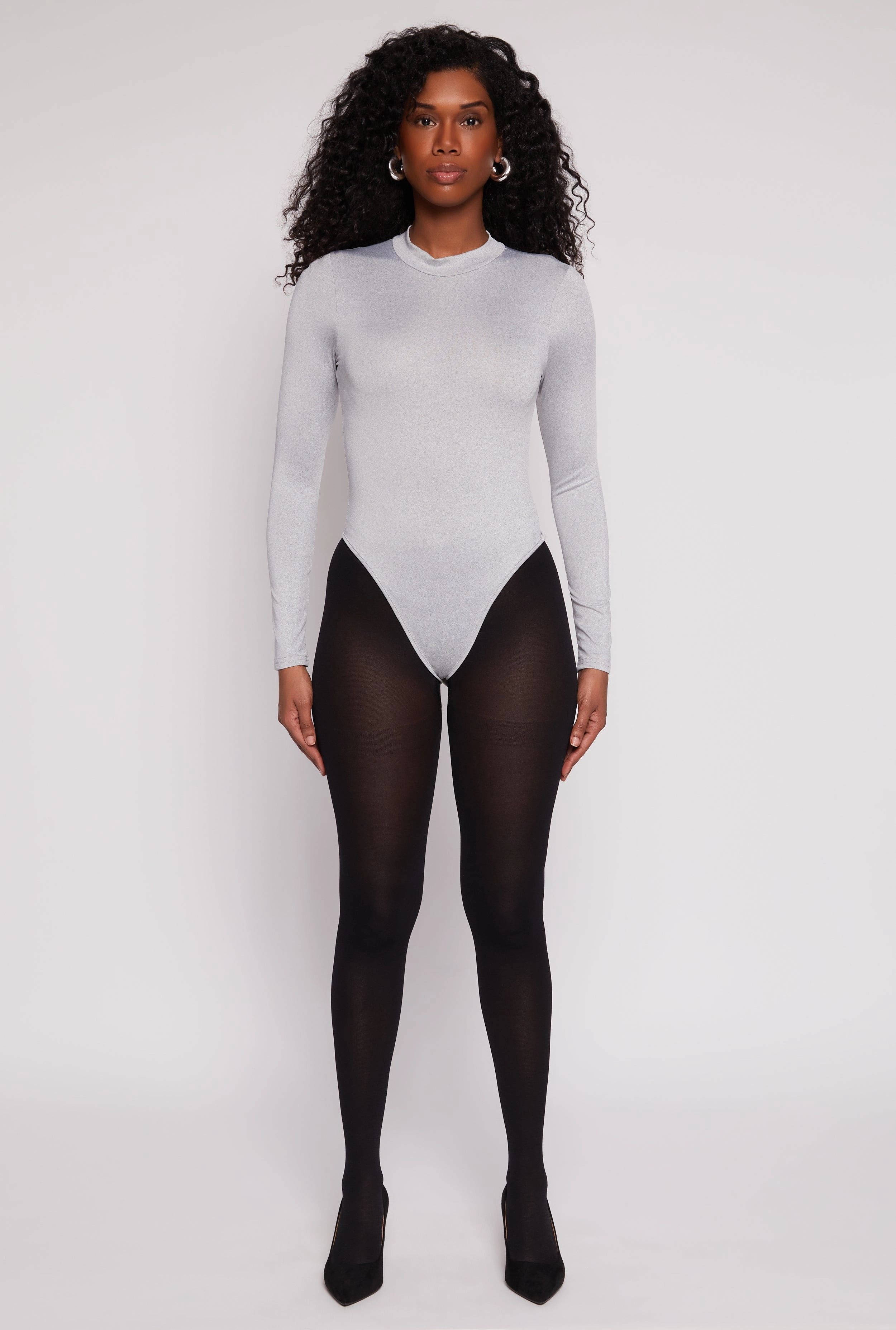 Daisy Mock Neck Long Sleeve Bodysuit Conditioner Sporty