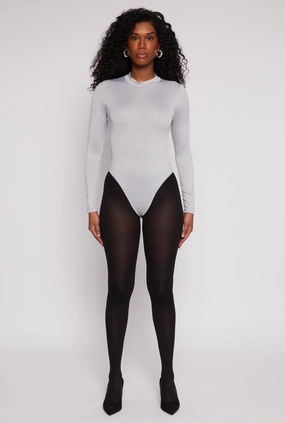 Daisy Mock Neck Long Sleeve Bodysuit Conditioner Sporty