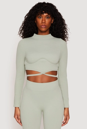 Forest trail Seamless Long Sleeve Tie Back Crop Top