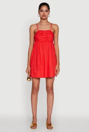 Texture Flow Wedding-Guest Trendy Poplin Bow Tie Back Babydoll Dress
