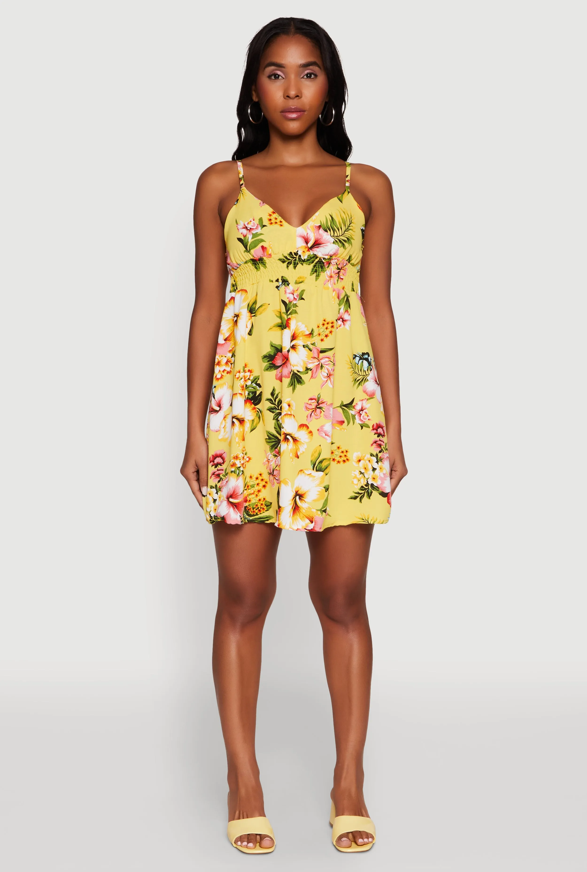Floral Print V Neck Sundress with Adjustable Straps Snag-Resistant