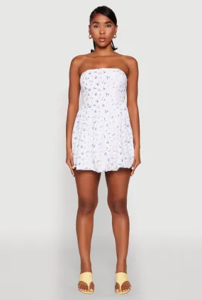 Floral Strapless Corset Skater Dress Drape Wave