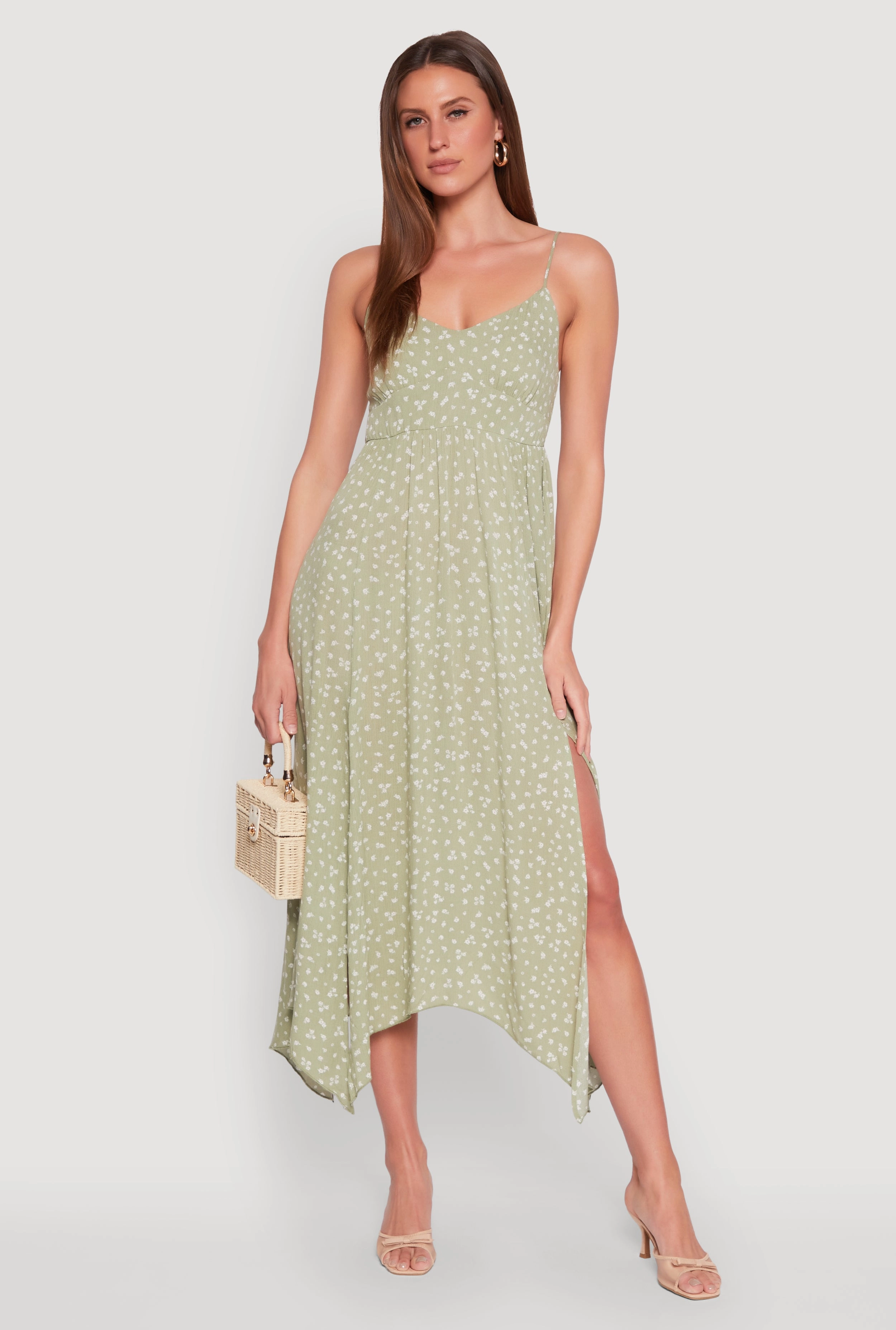 Floral Print Slit Hem Maxi Dress Comfortable fit for outings Smart Look