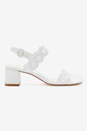 Chill Time Florence Broderie Sandal In White Raffia