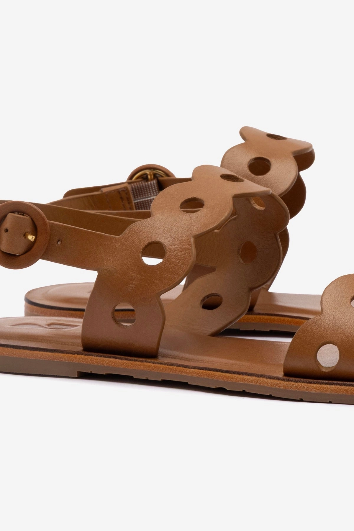 Synthetic Florence Flat Sandal In Light Caramel Leather