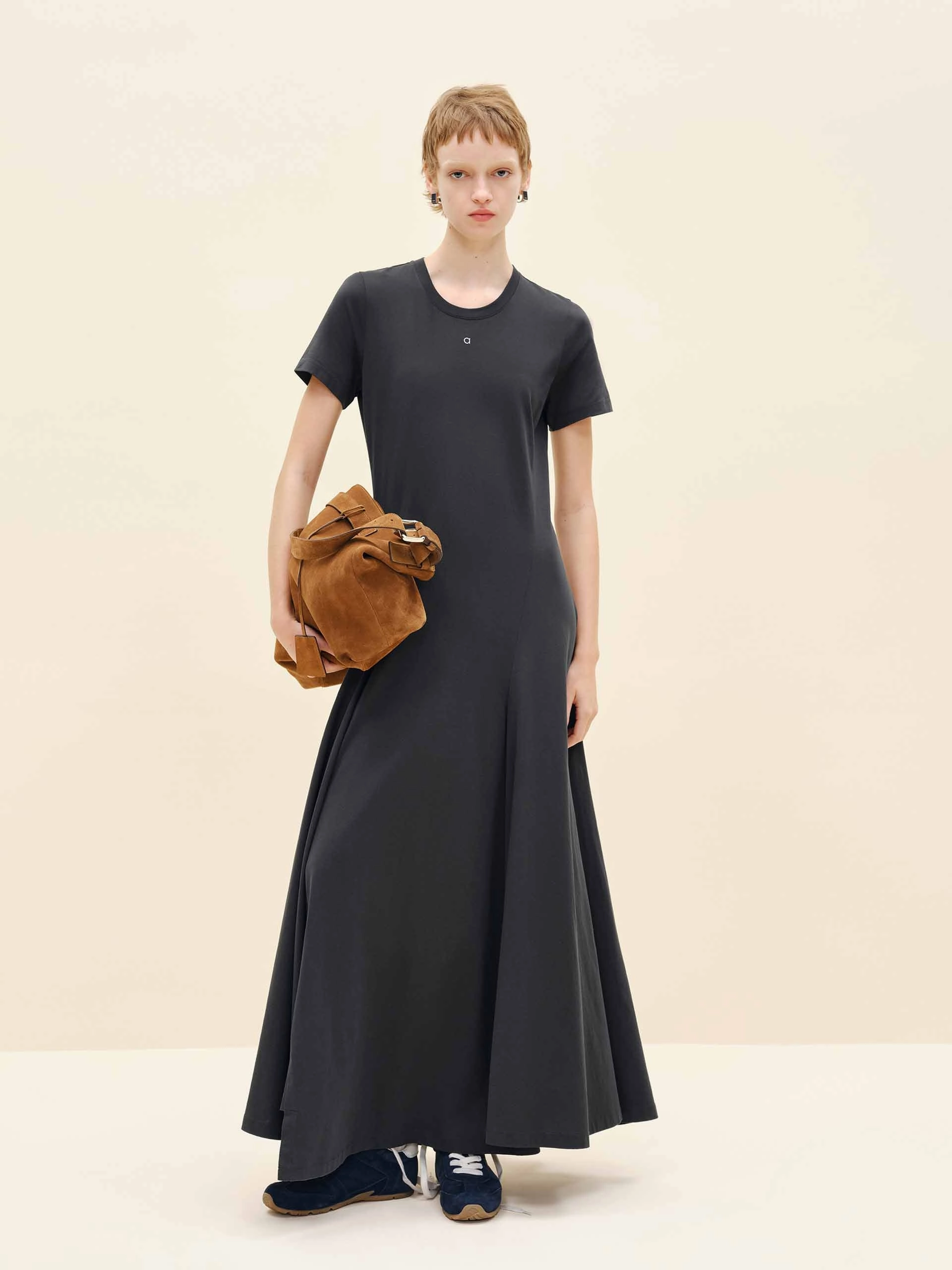 Satin-Finish Chill Moment Flowy Hem Waisted Dress