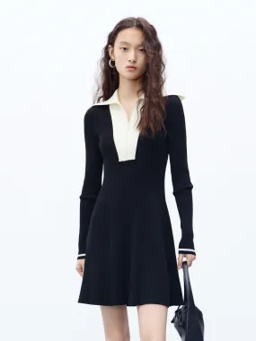 Ribbed Half Zip Dress Sheer Look