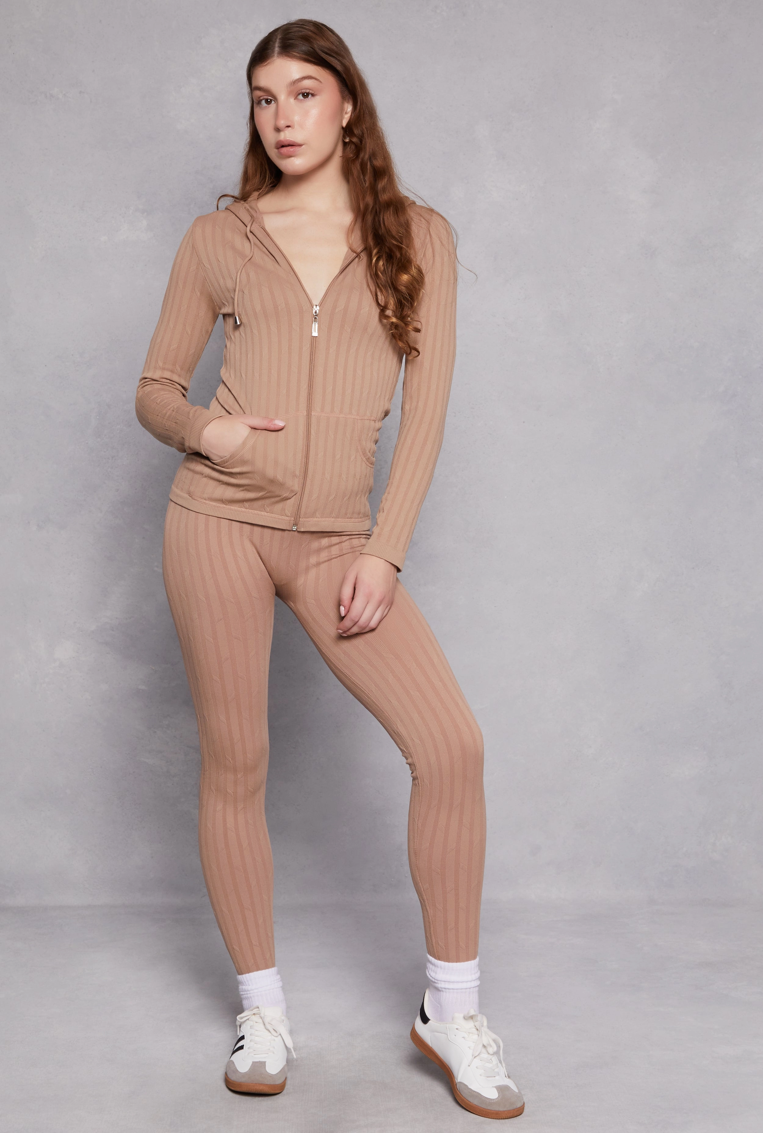 teenagers' Replace Seamless Shadow Stripe Zip Hooded Top