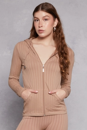 Seamless Shadow Stripe Zip Hooded Top Magazine Metallic