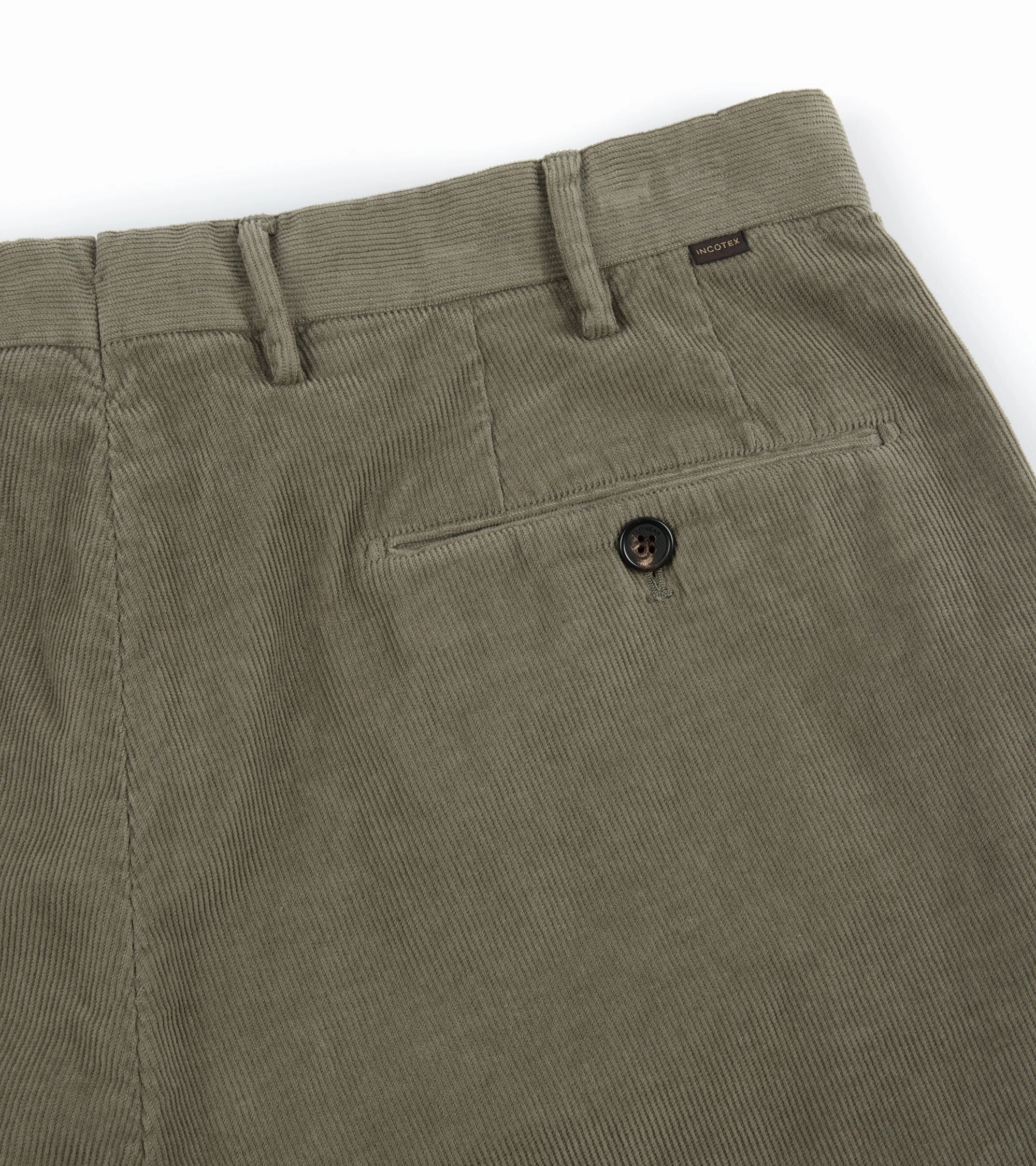 Full Flex Travel Comfort Incotex Regular Overdyed Cotton Corduroy Trousers: Sage