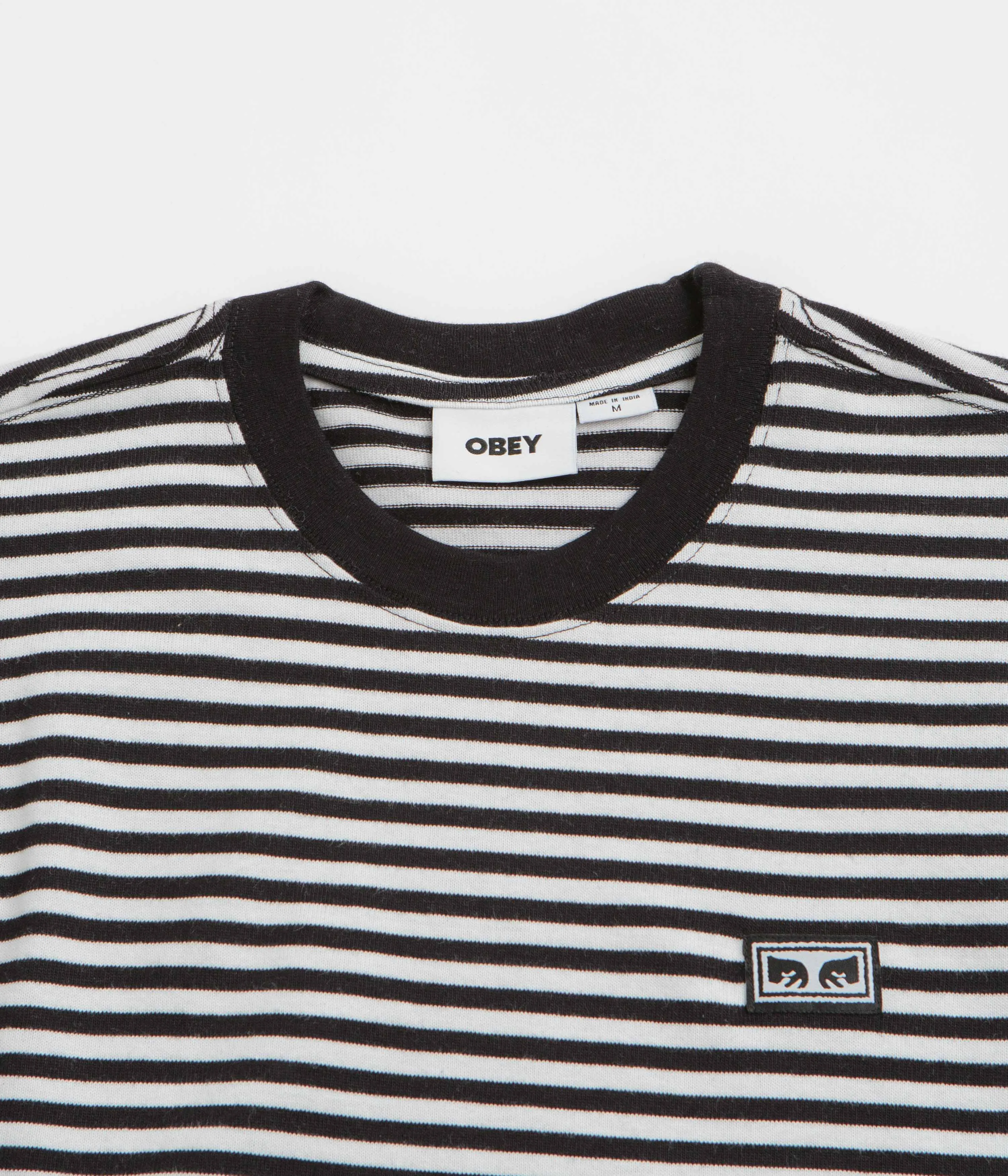 Chilly Weather Style sporty wear Obey Established Works Eyes Stripe T-Shirt - Black