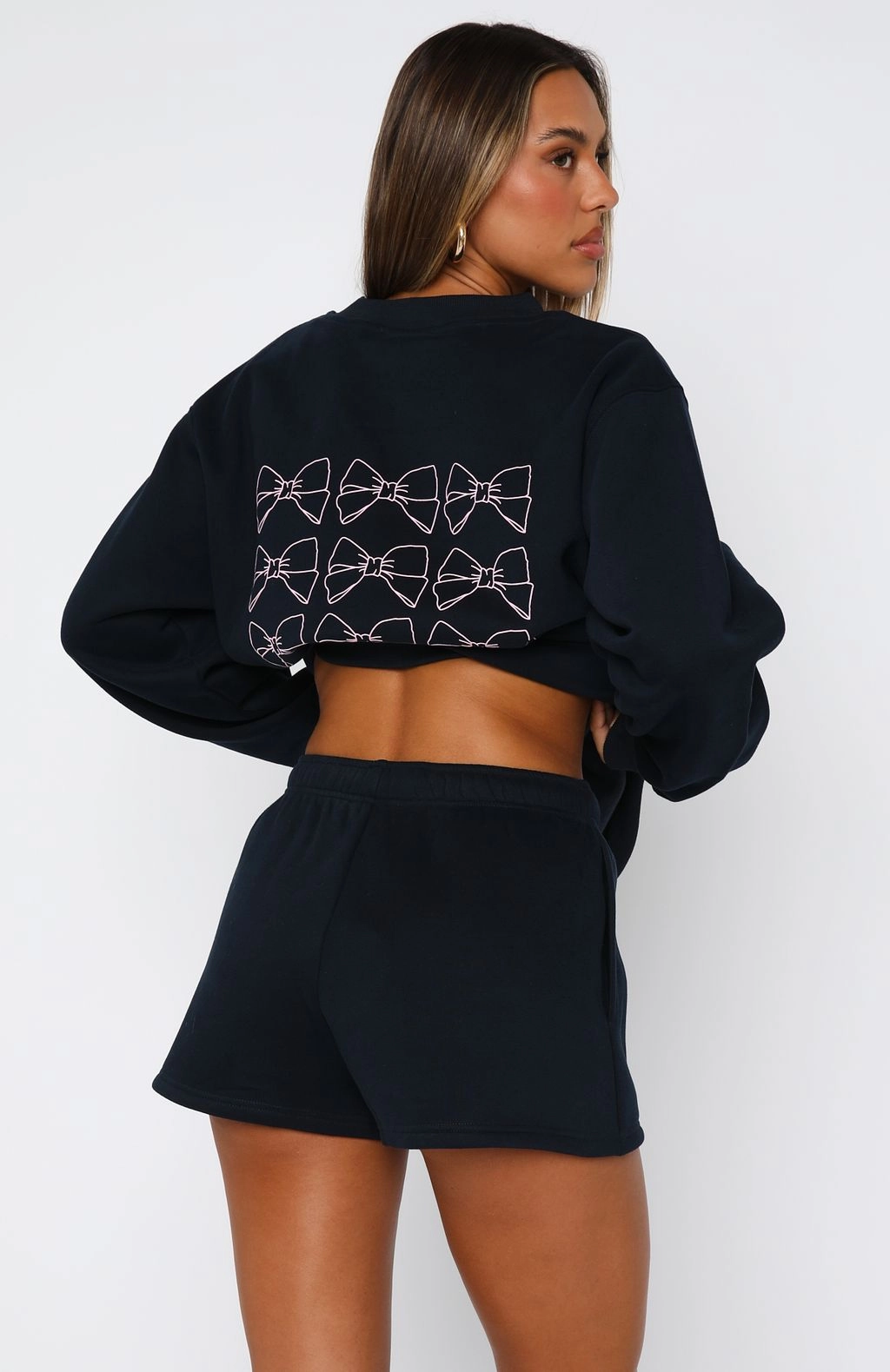 Lace trim Got What You Need Lounge Shorts Navy