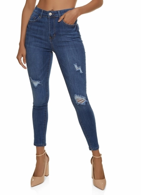 WAX Distressed High Waist Cropped Skinny Jeans Party Look Earthy Ready to Wear