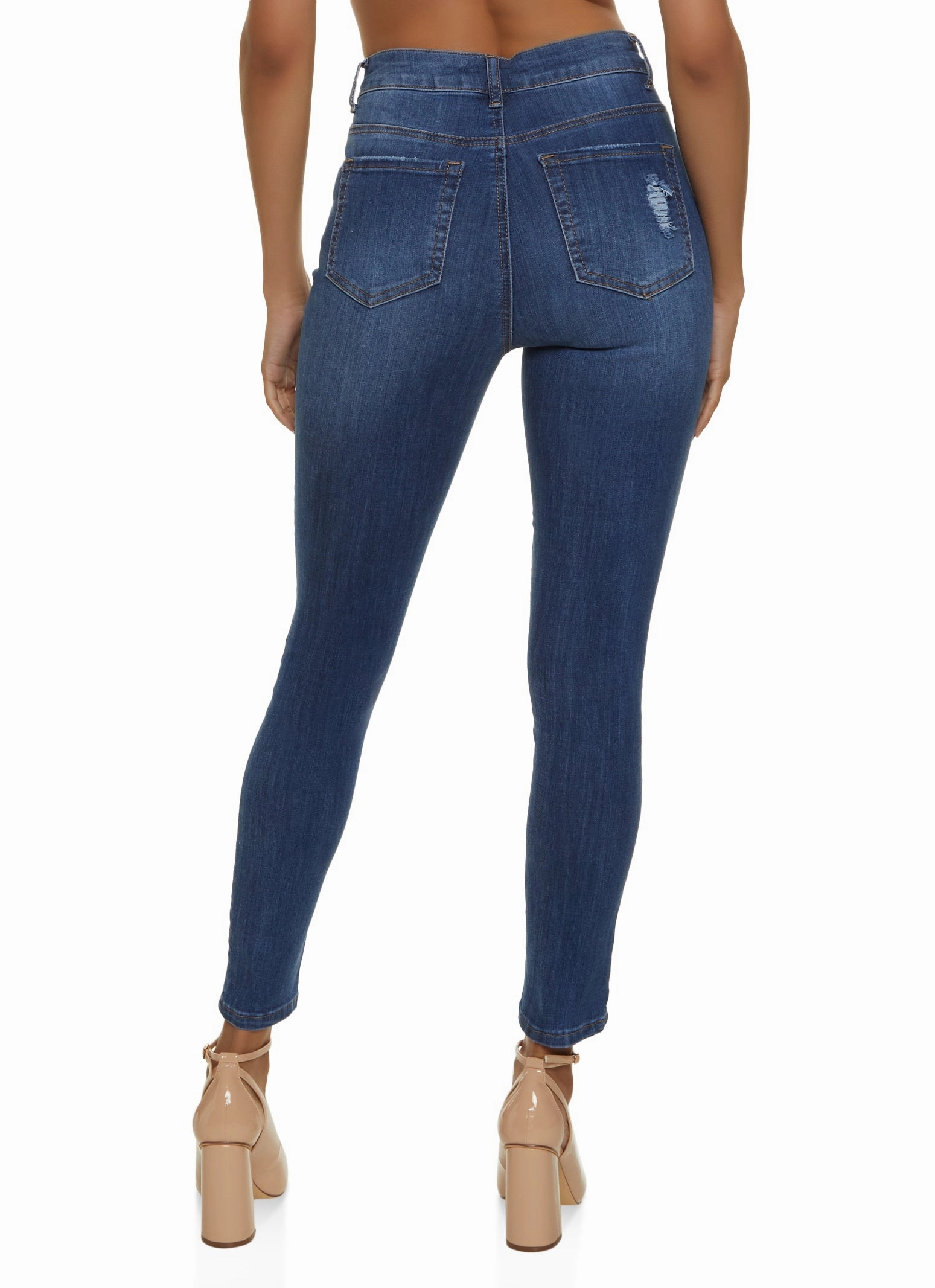 WAX Distressed High Waist Cropped Skinny Jeans Office Wear Modern Rainy Day