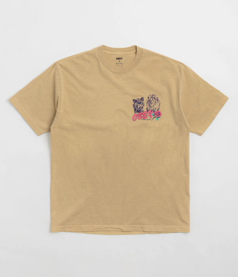 Heather Texture Finish Obey Unite & Fight T-Shirt - Pigment Light Khaki