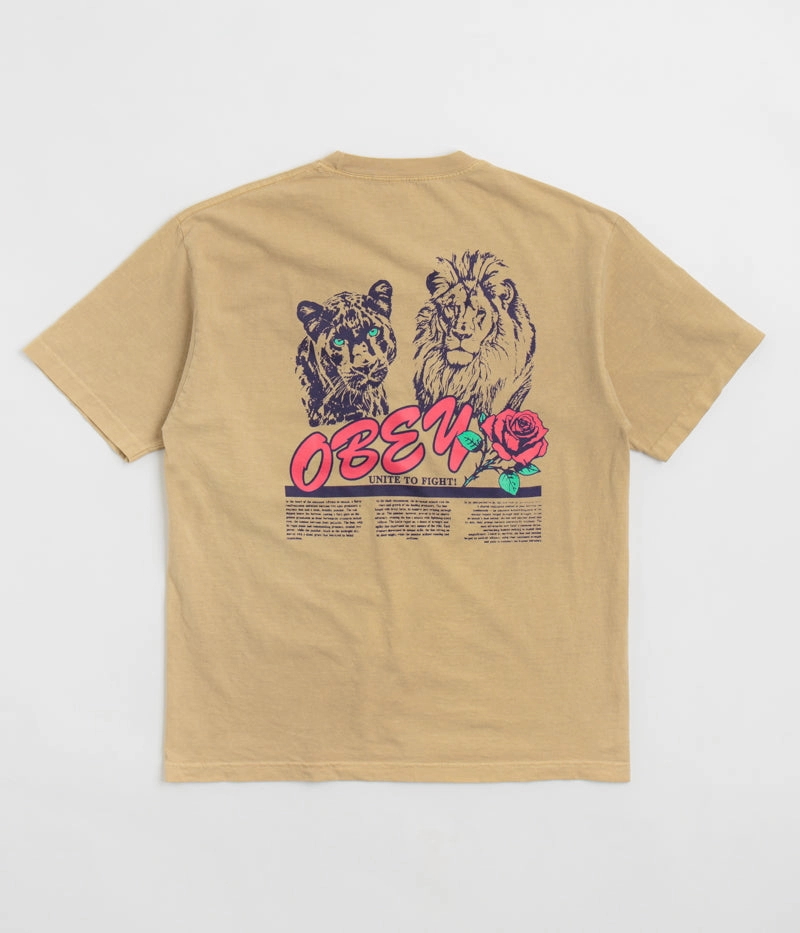 Obey Unite & Fight T-Shirt - Pigment Light Khaki Stylish Wear Cozy Wardrobe