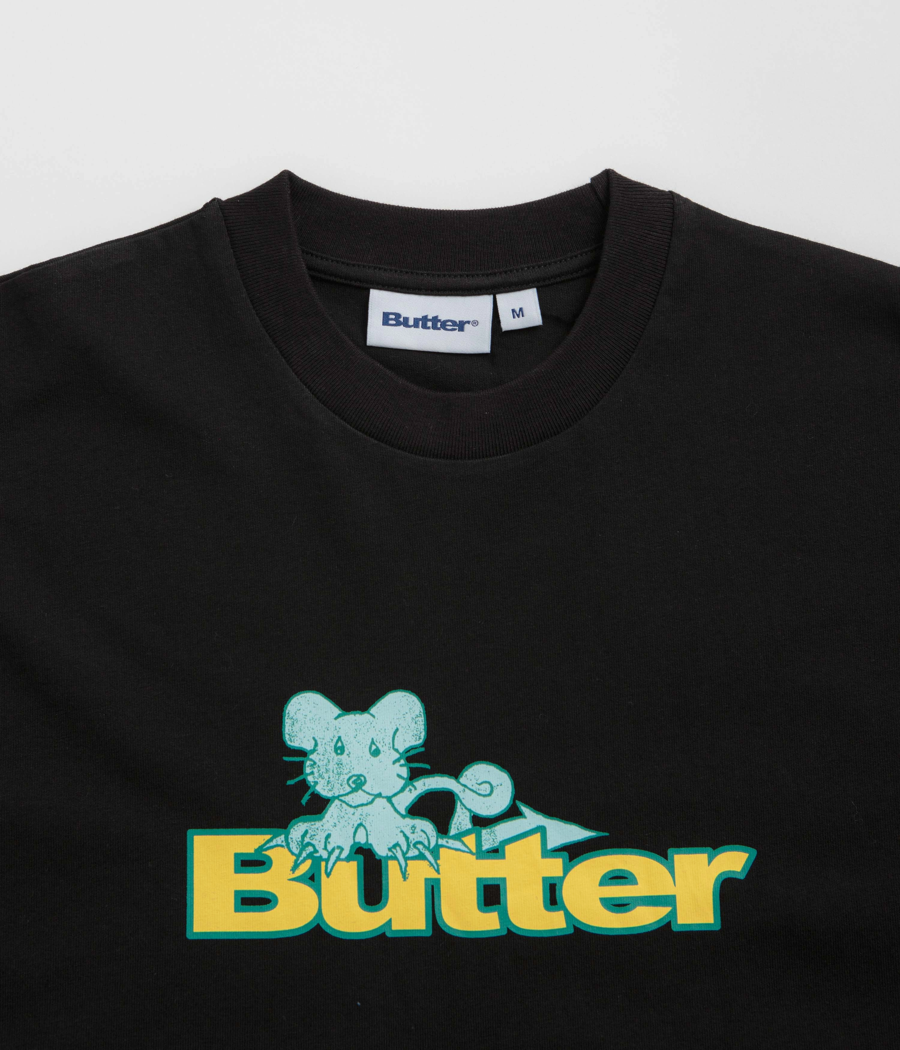 Butter Goods Rat Logo T-Shirt - Black Soft Brushed Finish