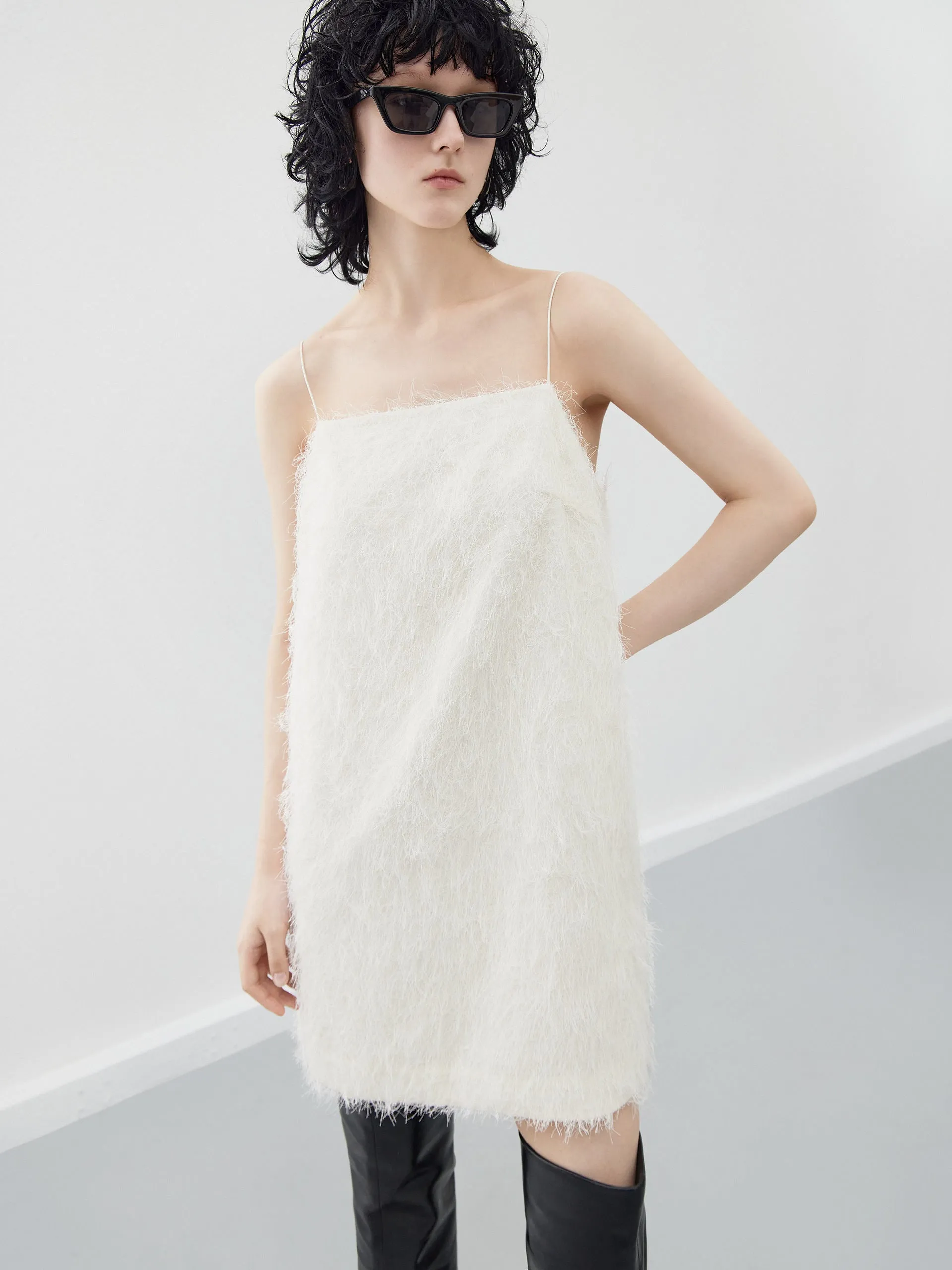 Bright Accent Winter Layer Fringe Detail Cami Dress