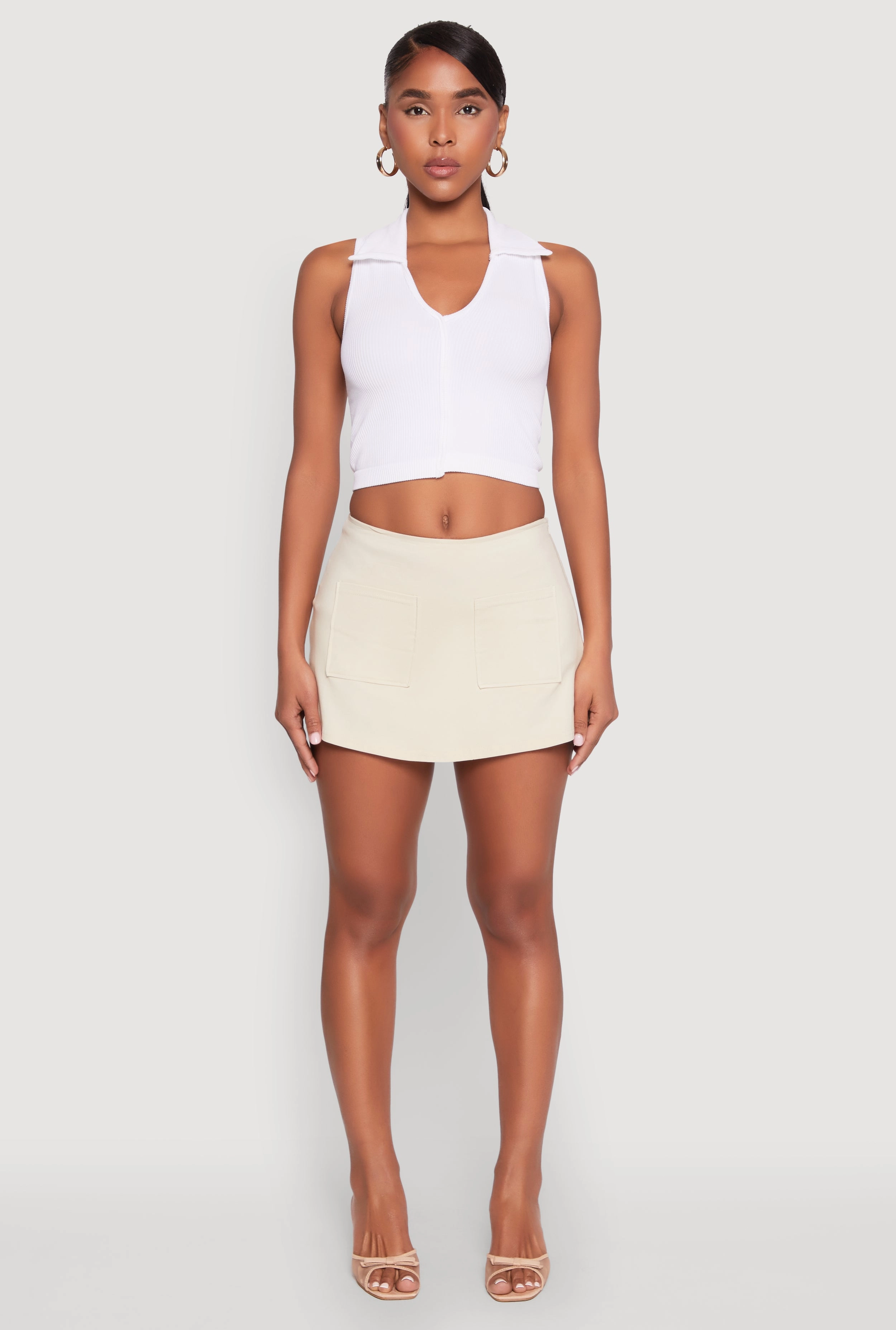 Fast fashion Semi Sheer Front Pocket Mini Skort
