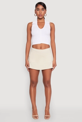 Fast fashion Semi Sheer Front Pocket Mini Skort