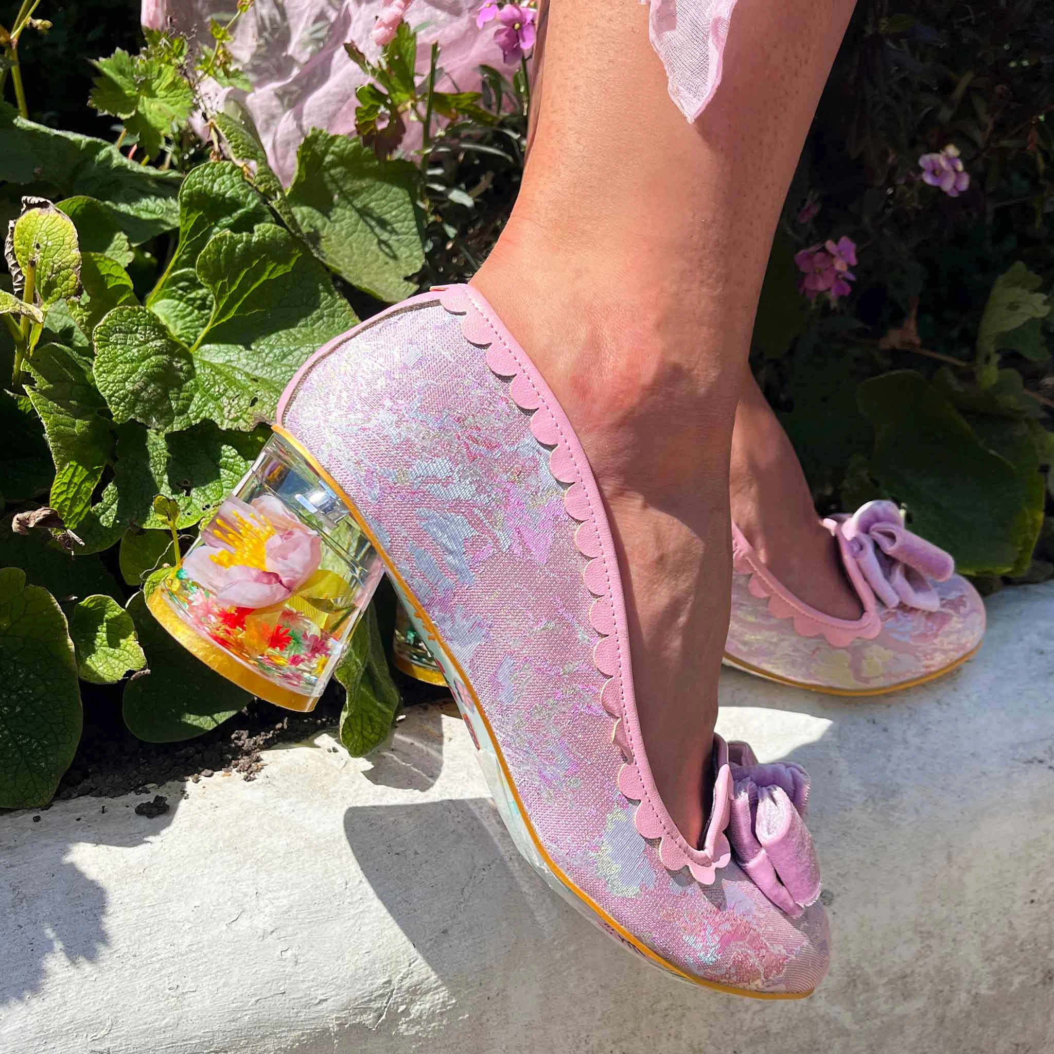 Dress Pumps Platform Heels Frosted Flower