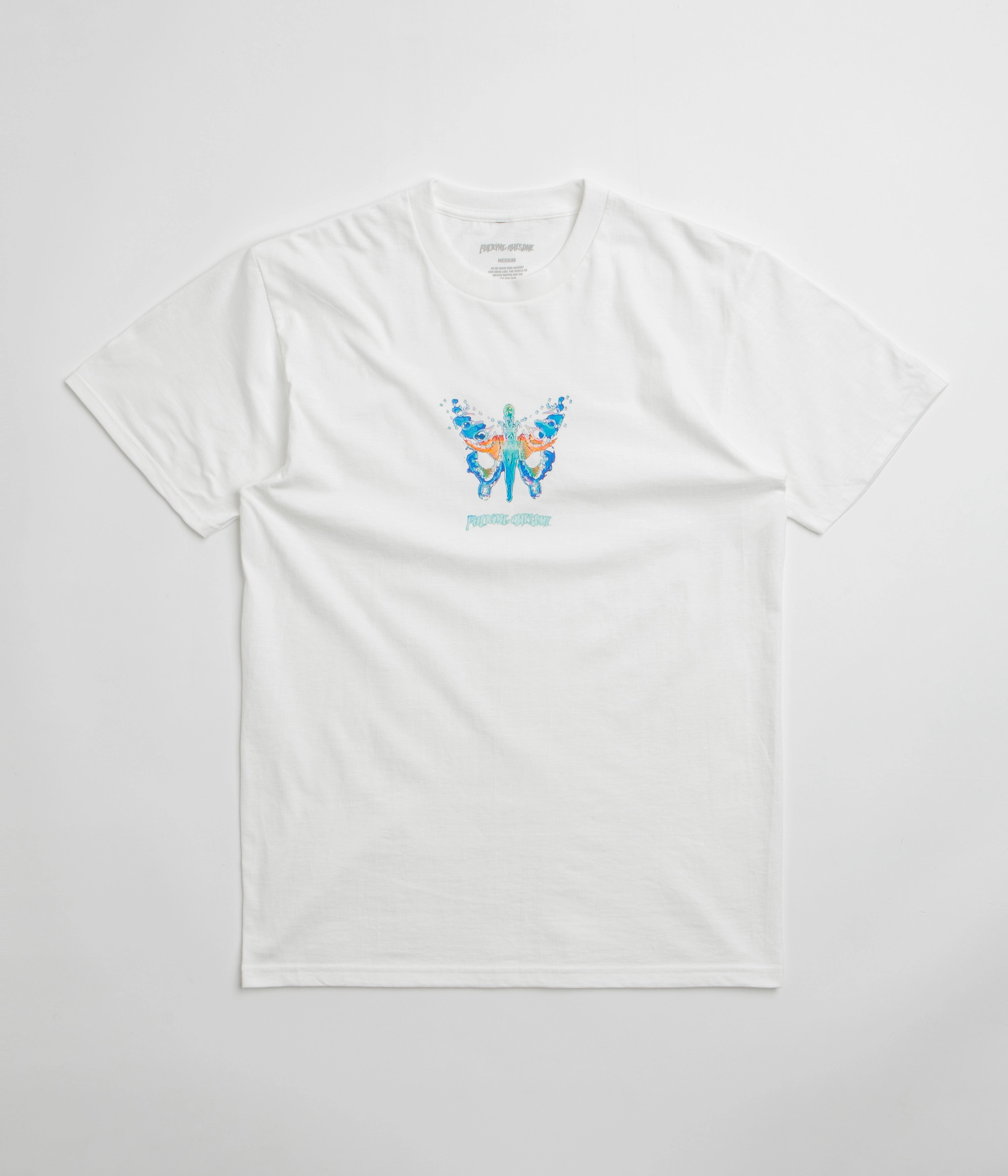 Chic Fashion Fun Style Fucking Awesome Butterfly T-Shirt - White