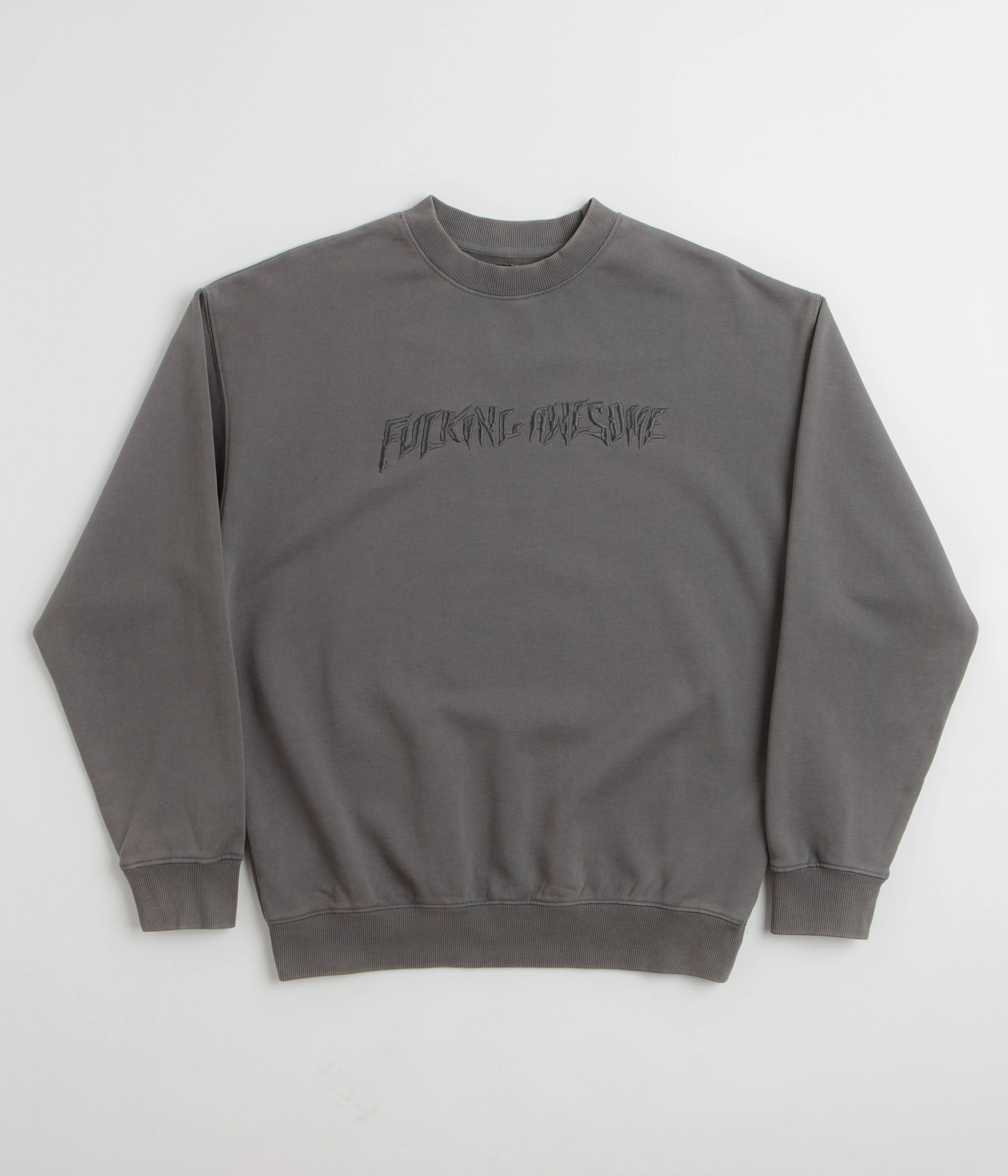Fucking Awesome Distressed Stamp Crewneck Sweatshirt - Black Cozy Fit Wear