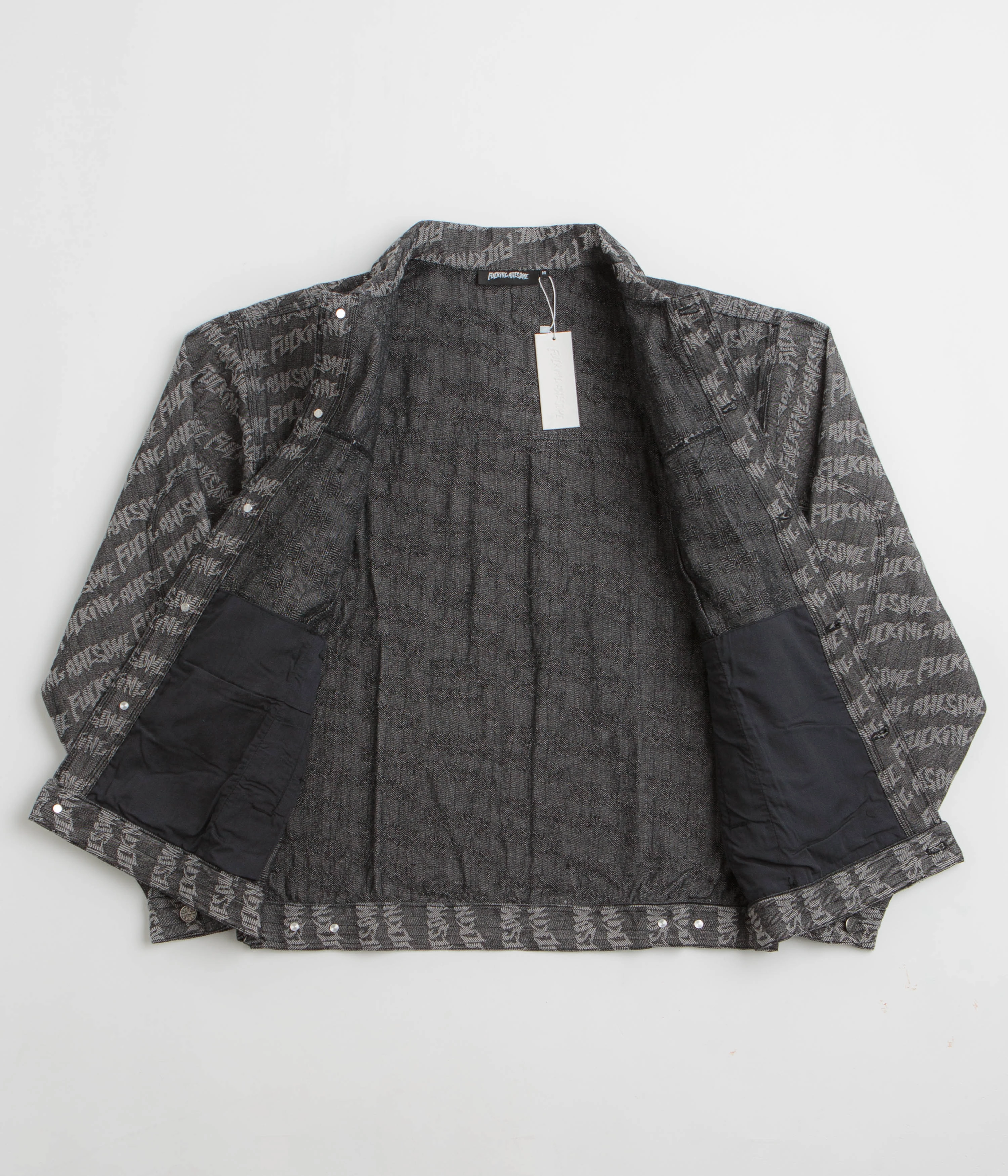BondedZipperGuards Fucking Awesome Herringbone Work Jacket - Black / Light Grey