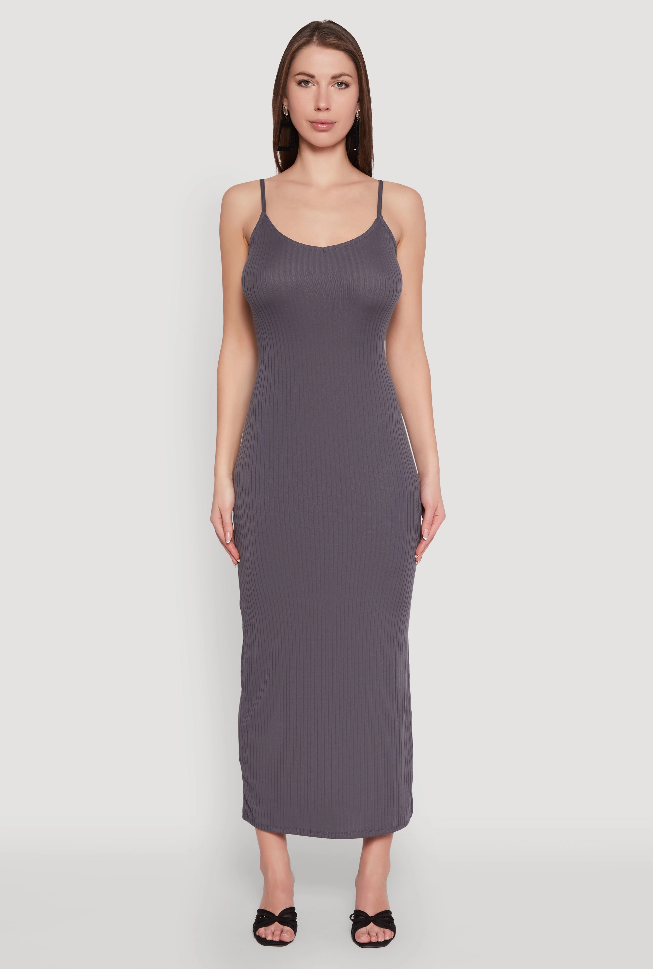 Ribbed Knit Cami Maxi Dress Sporty Comfort