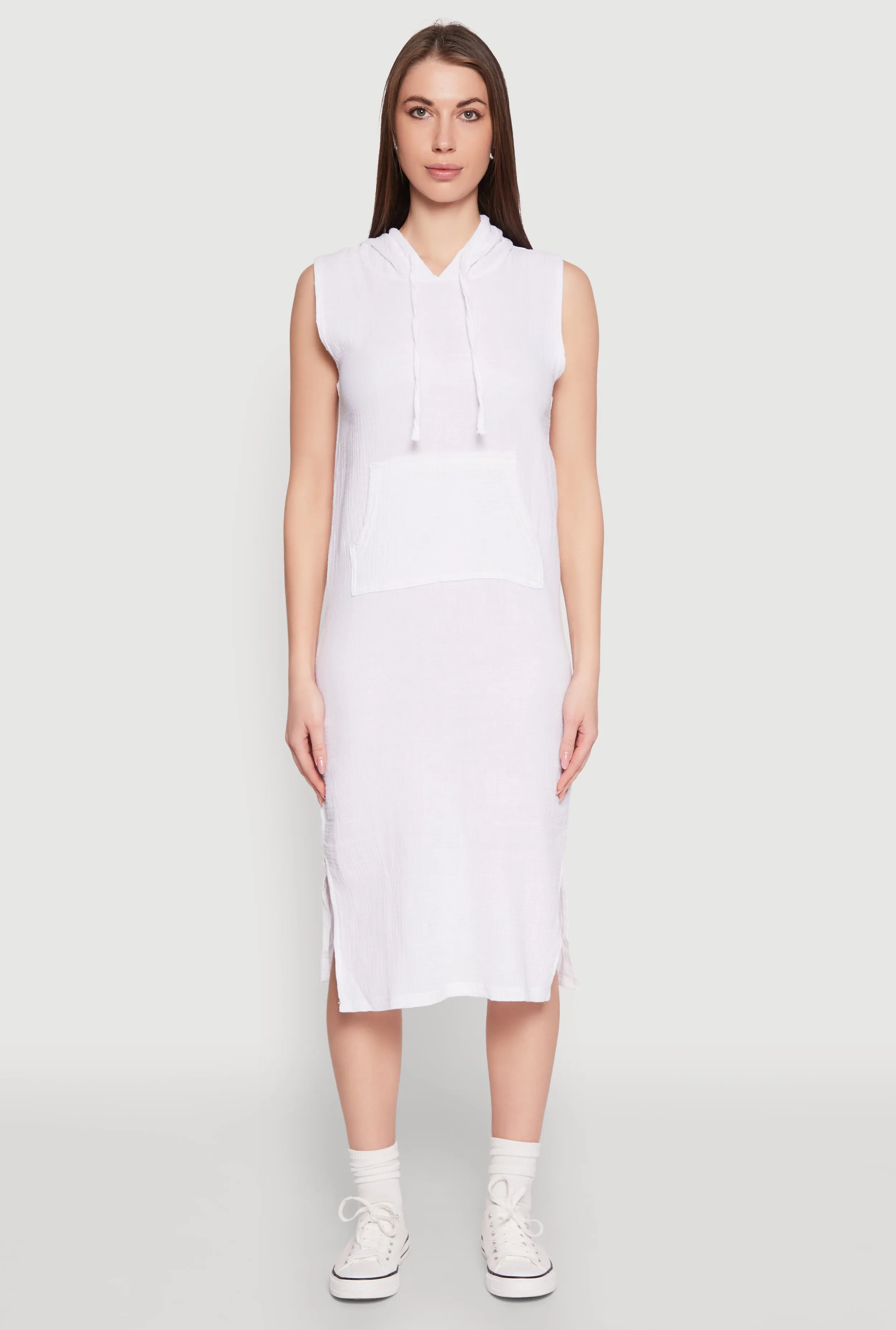 Gauze Knit Hooded Tank Dress Trendy pick