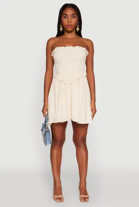 Gauze Knit Smocked Mini Dress Youthful Mood Fitted Neat