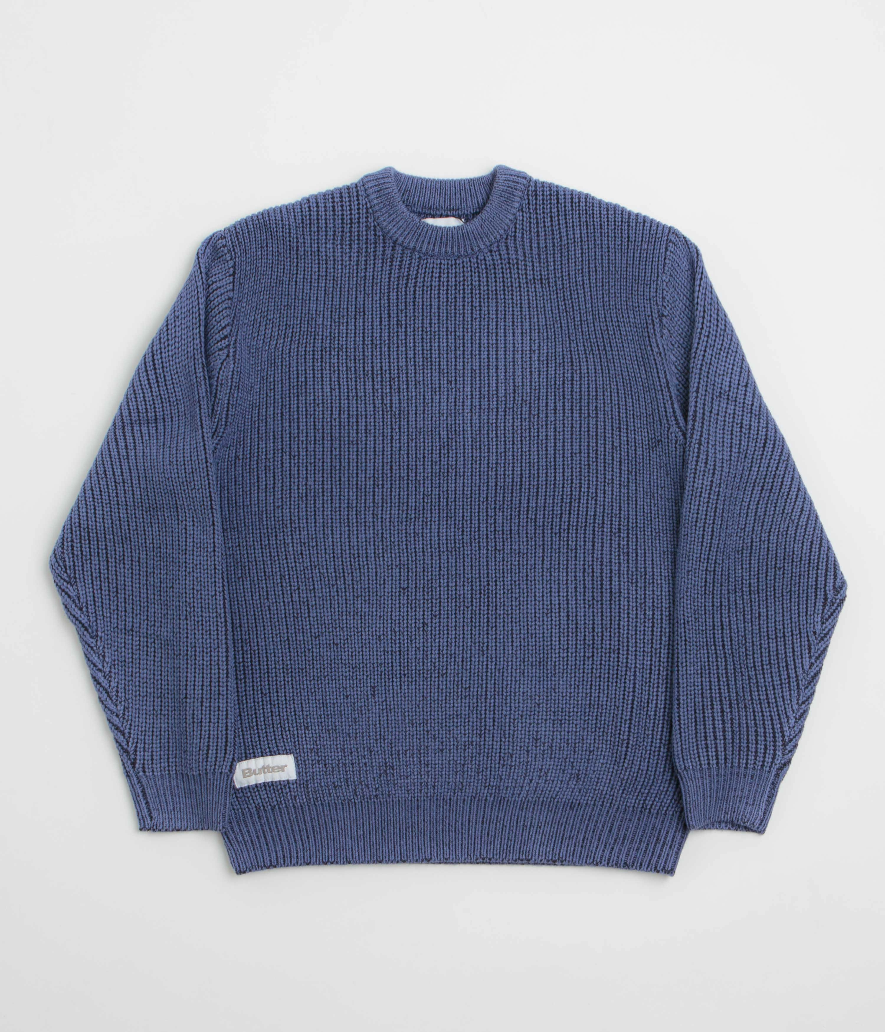 Butter Goods Drain Knit Sweatshirt - Midnight Wrinkle Resistant Knit
