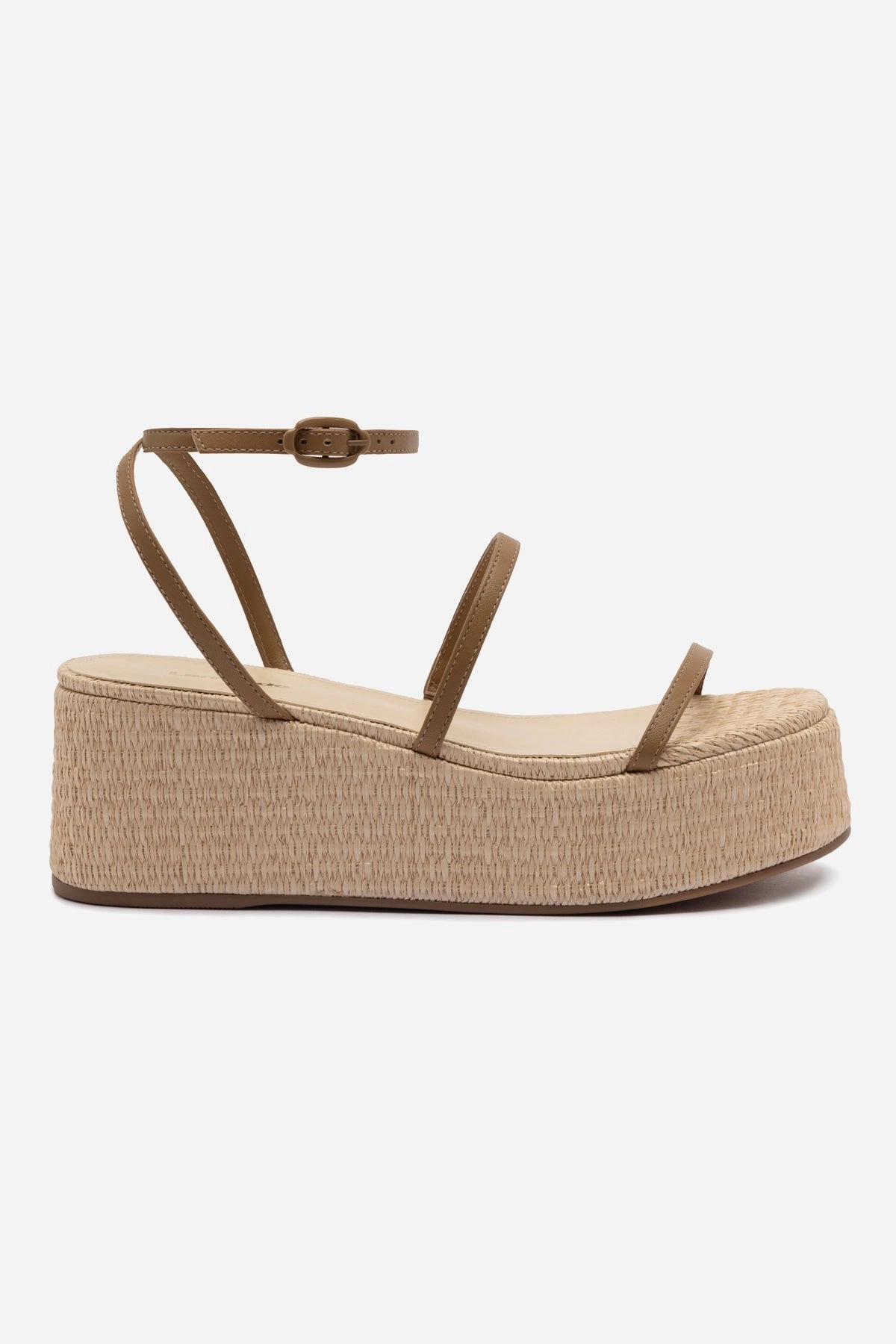 Sandal Customization Gio Flatform Sandal In Natural Raffia and Hazelnut Trimming
