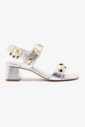 Madison Block In Silver Metallic Leather Weave Style Airflow Ventilation