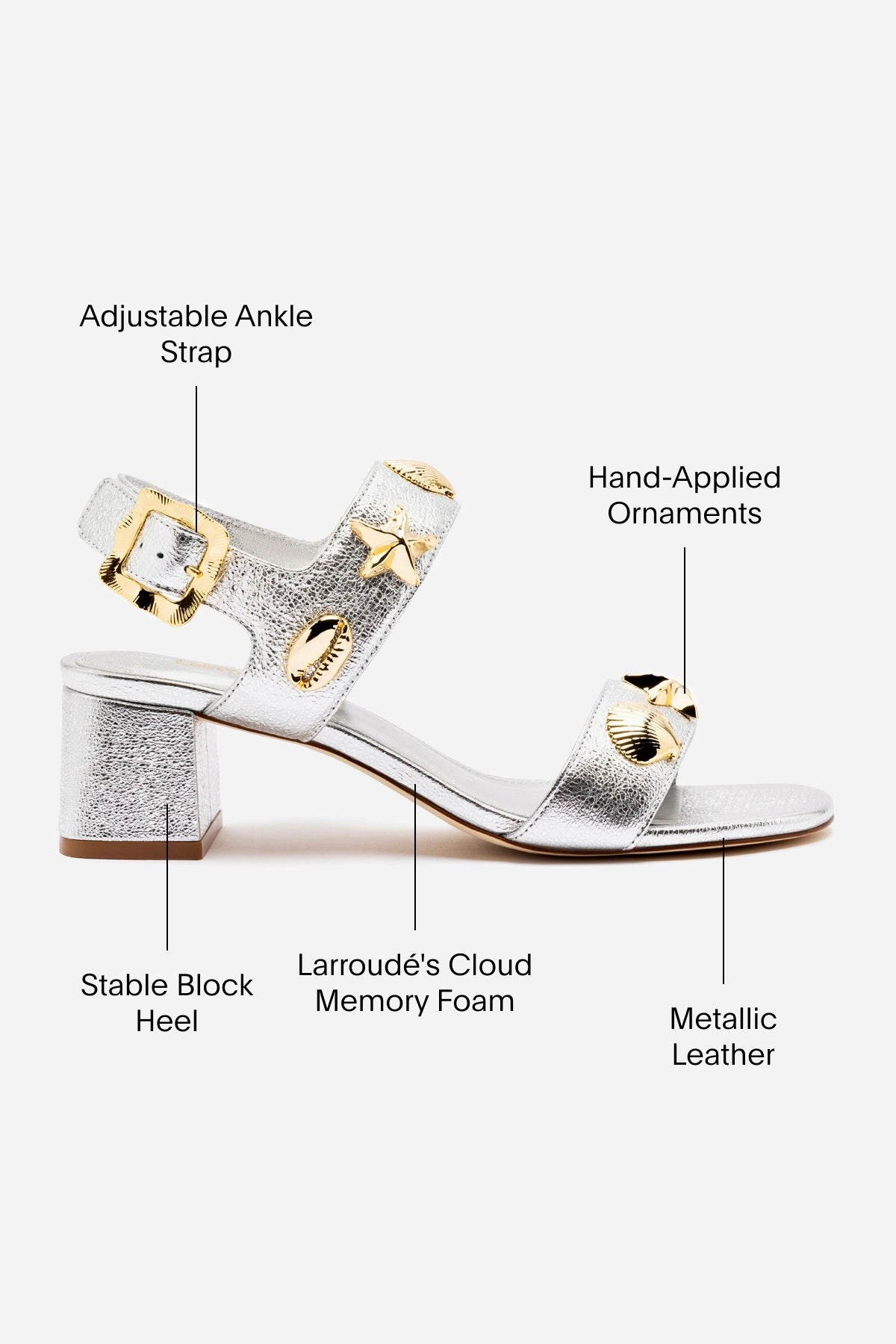 Travel Comfort Shoes Madison Block In Silver Metallic Leather