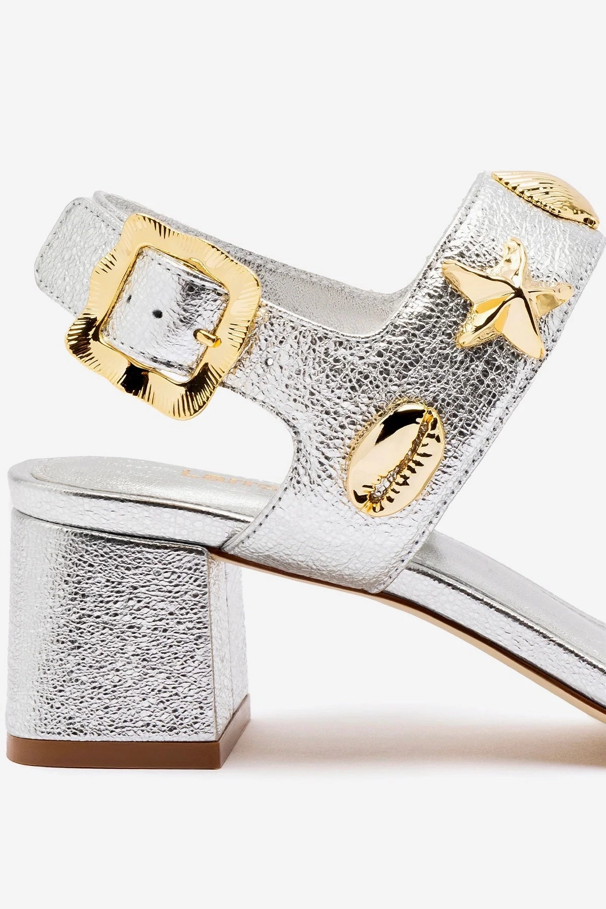 Madison Block In Silver Metallic Leather Soft Straps