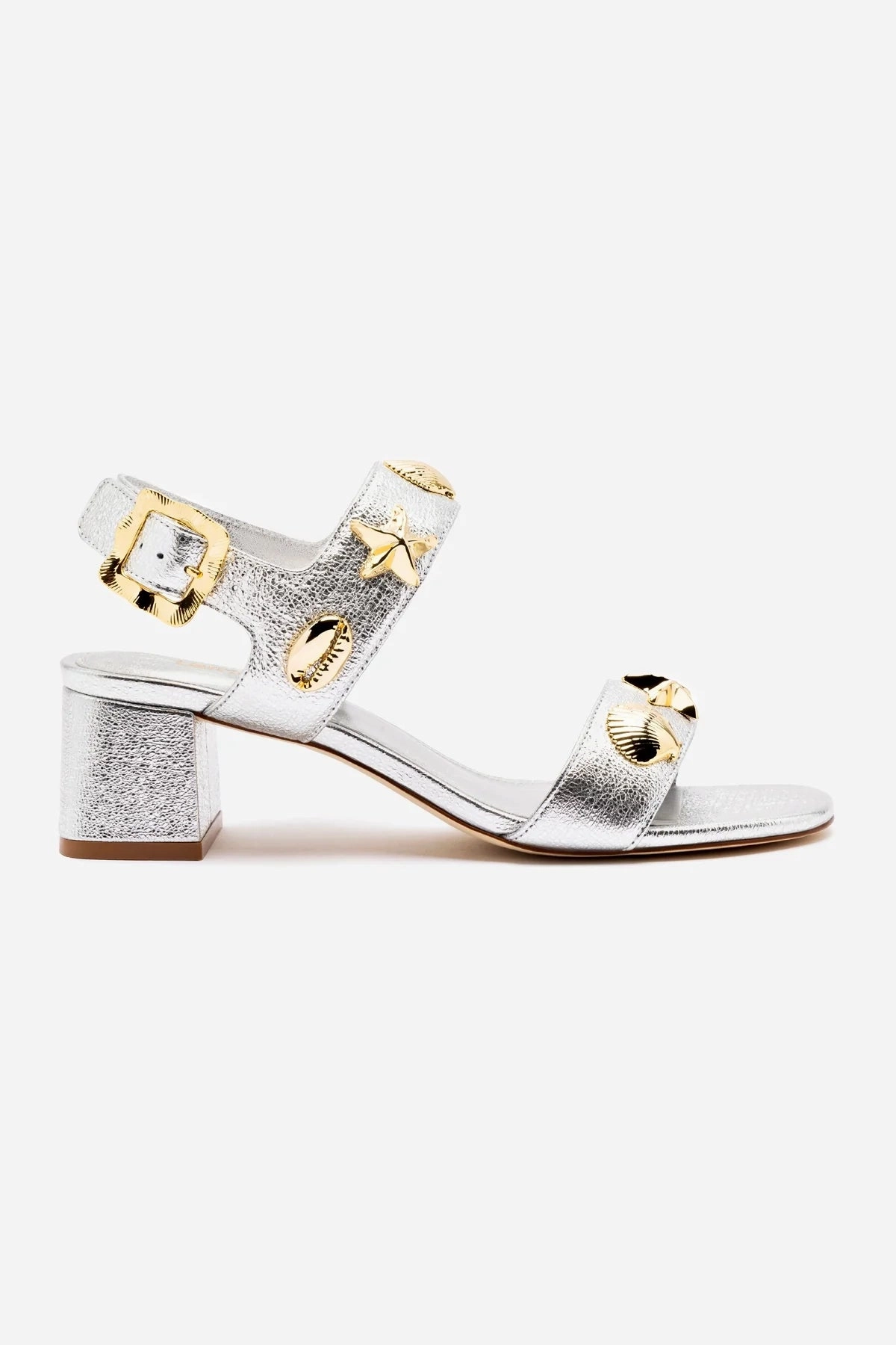 Madison Block In Silver Metallic Leather Weave Style Airflow Ventilation