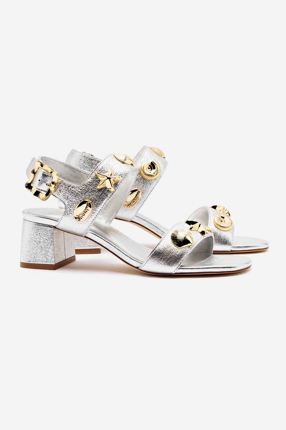 Madison Block In Silver Metallic Leather Zero Drop Platform