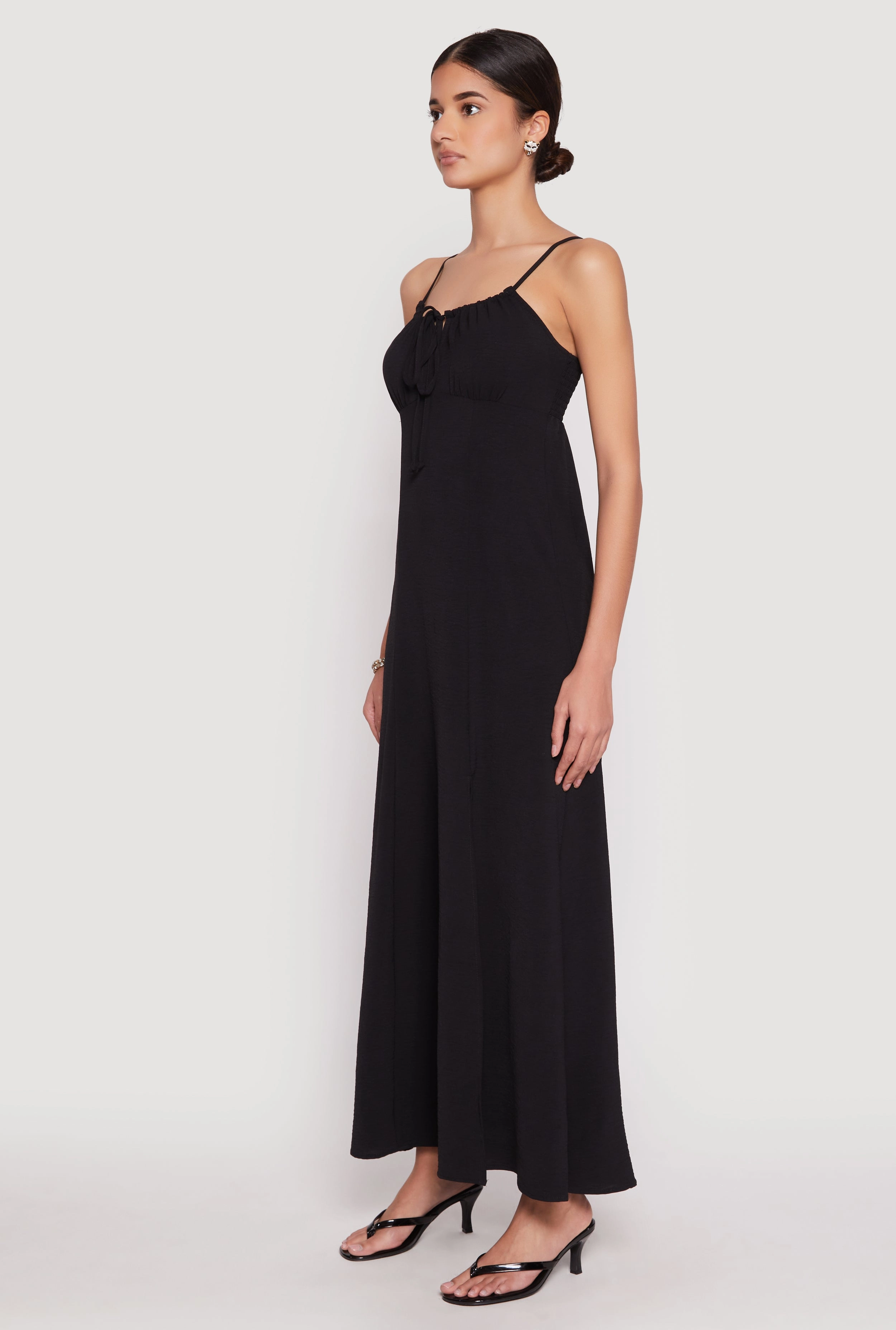 Smooth Texture Sophisticated Look Airy Side Slit Maxi Dress