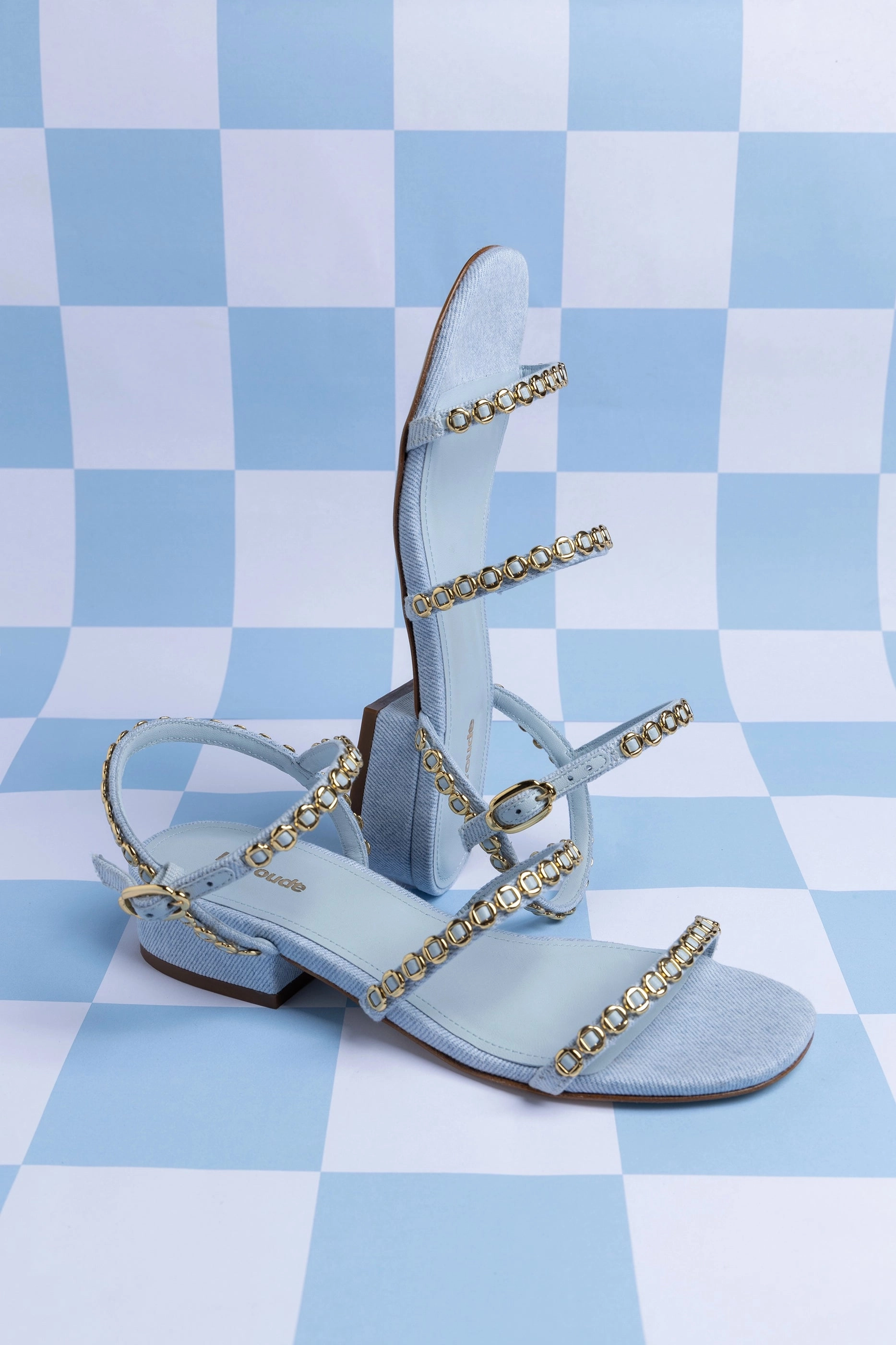 Milanina Flat Sandal In Maya Denim Expo Glow