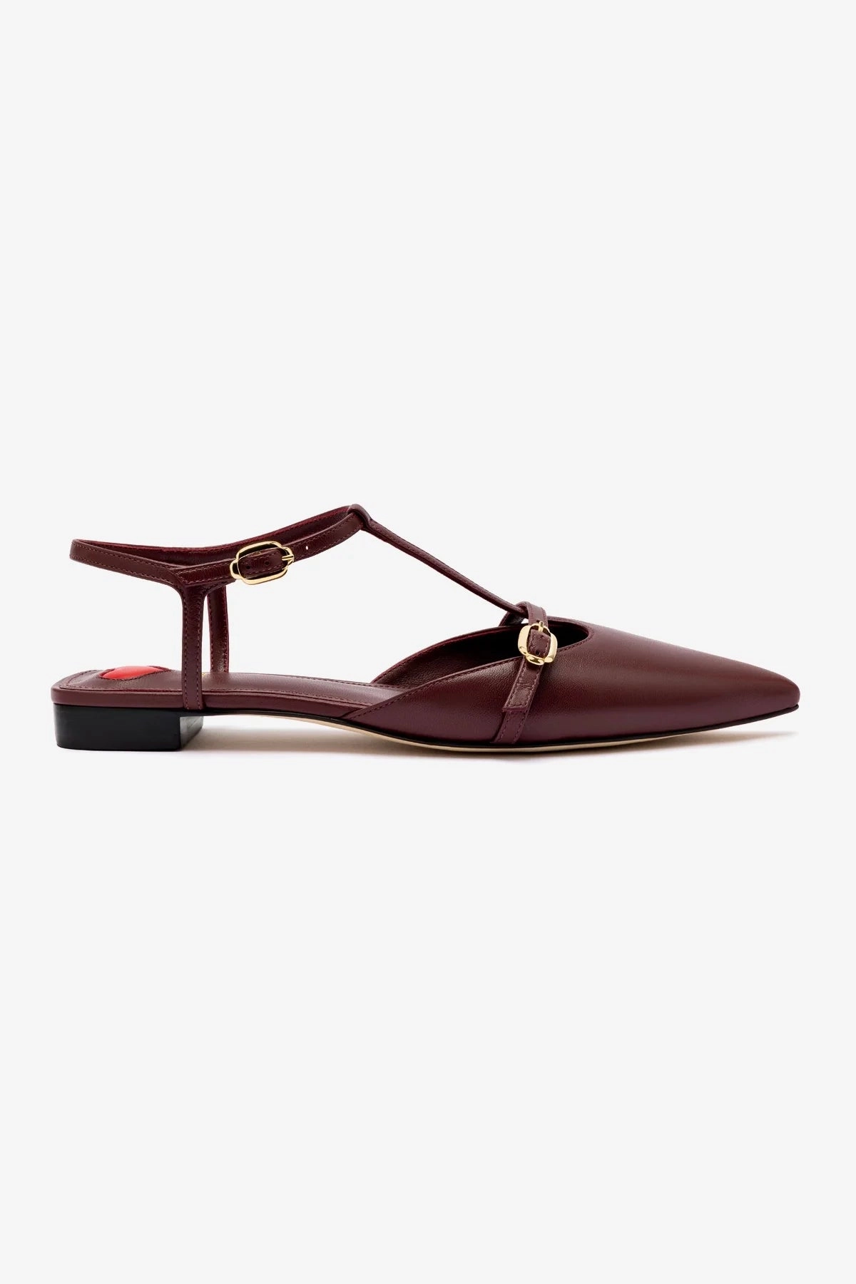 Abrasion resistant Grace Flat In Burgundy Leather